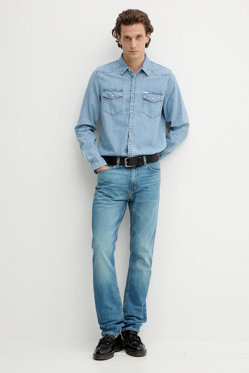 Джинсовая рубашка Guess Jeans slim классический воротник M5RH55 D5M82