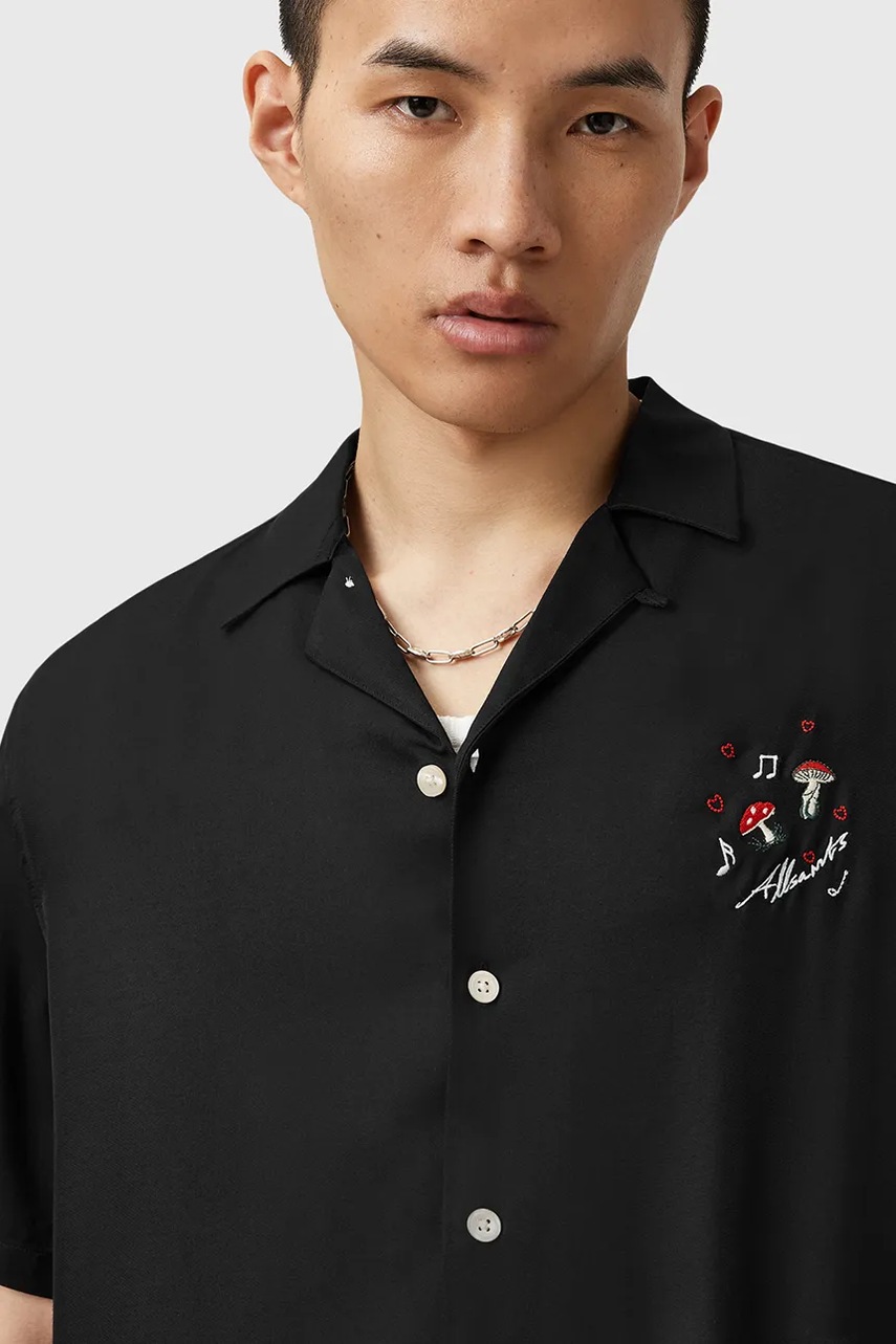 Рубашка AllSaints FUNGI цвет чёрный regular классический воротник M057SD