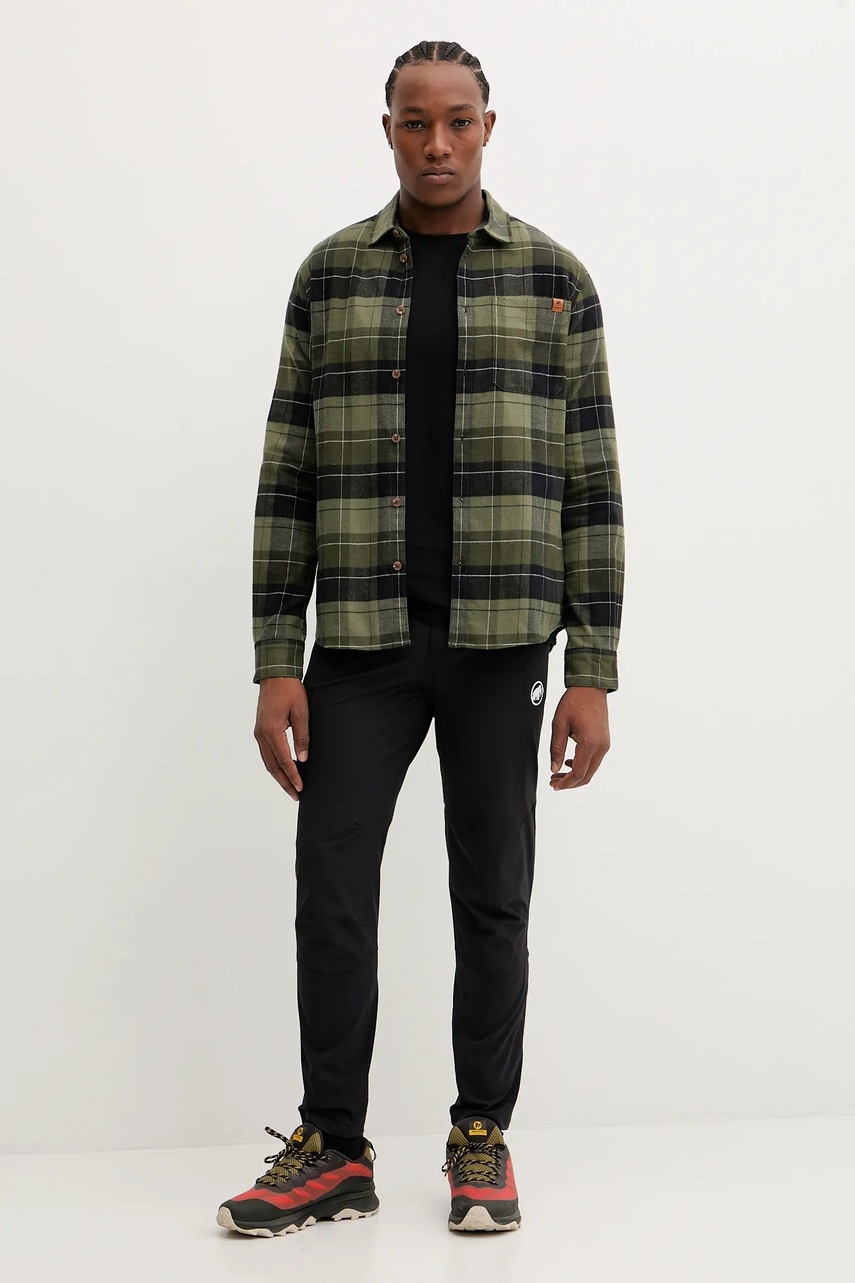 Хлопковая рубашка Mammut Trovat цвет зелёный regular классический воротник 1015.01351