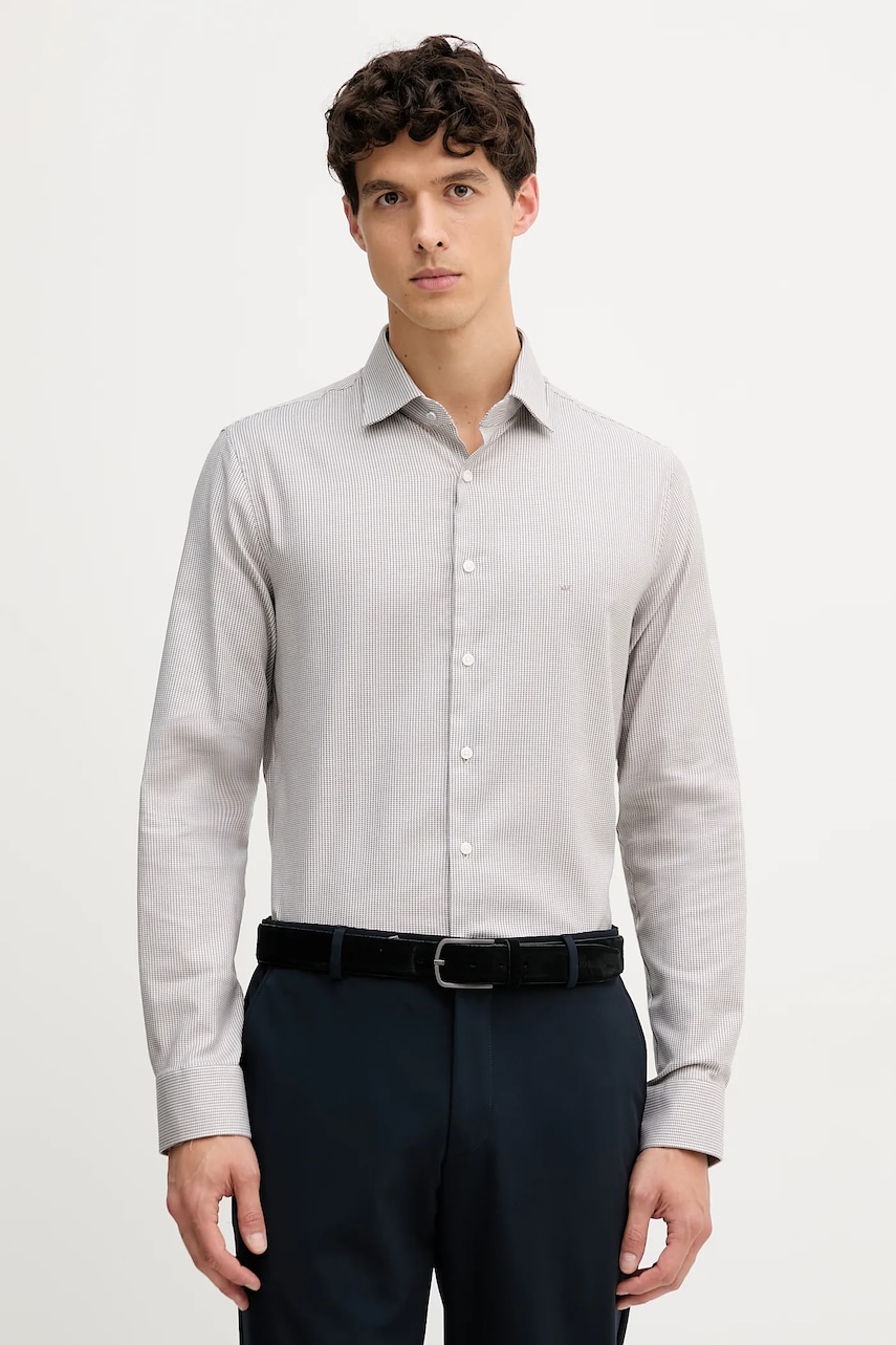Michael Kors cămașă culoarea bej, cu guler button-down, slim, MK0DS01596
