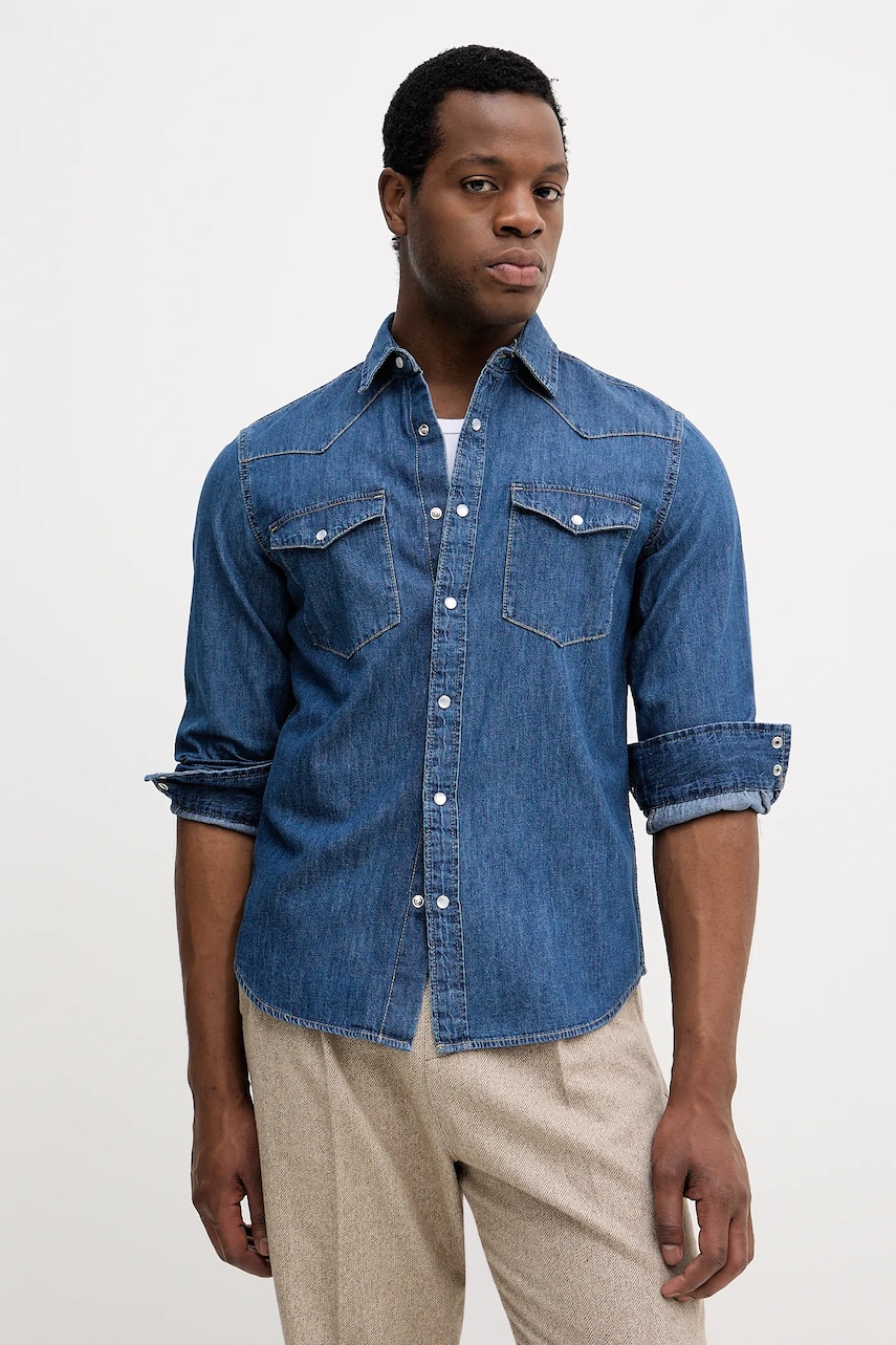 United Colors of Benetton cămașă jeans cu guler clasic, regular, 5RZKUQ036