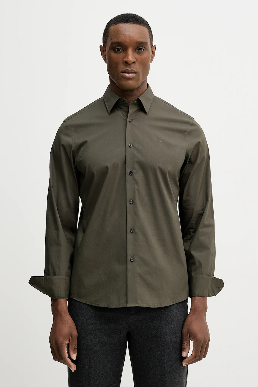 Michael Kors cămașă culoarea verde, cu guler clasic, regular, CF5409T4CZ