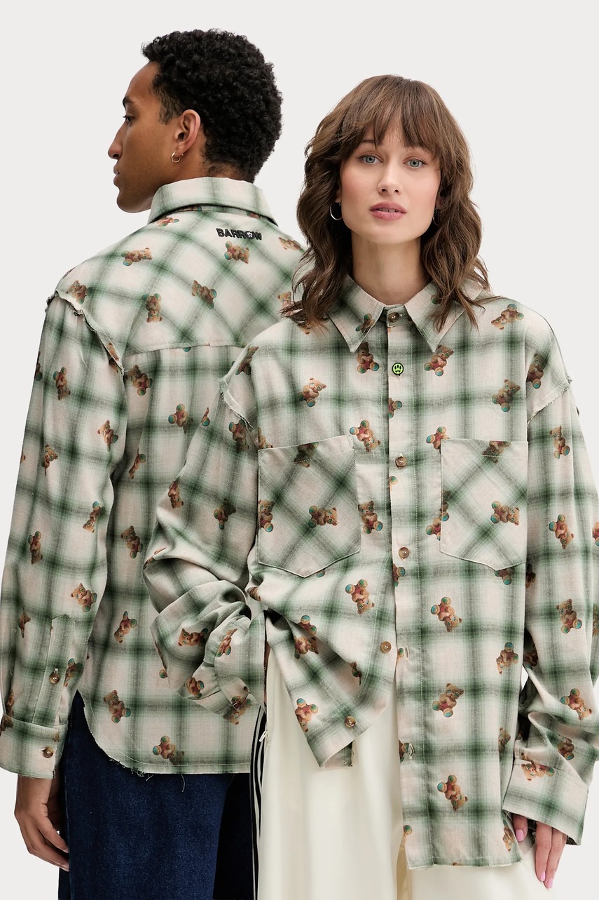 Barrow camasa din bumbac culoarea verde, cu guler clasic, relaxed, F5BWUASI050