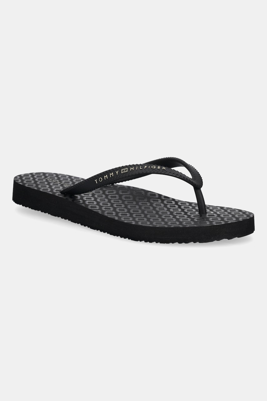 Levně Žabky Tommy Hilfiger HILFIGER STRAP BEACH SANDAL dámské, černá barva, na plochém podpatku, FW0FW08736