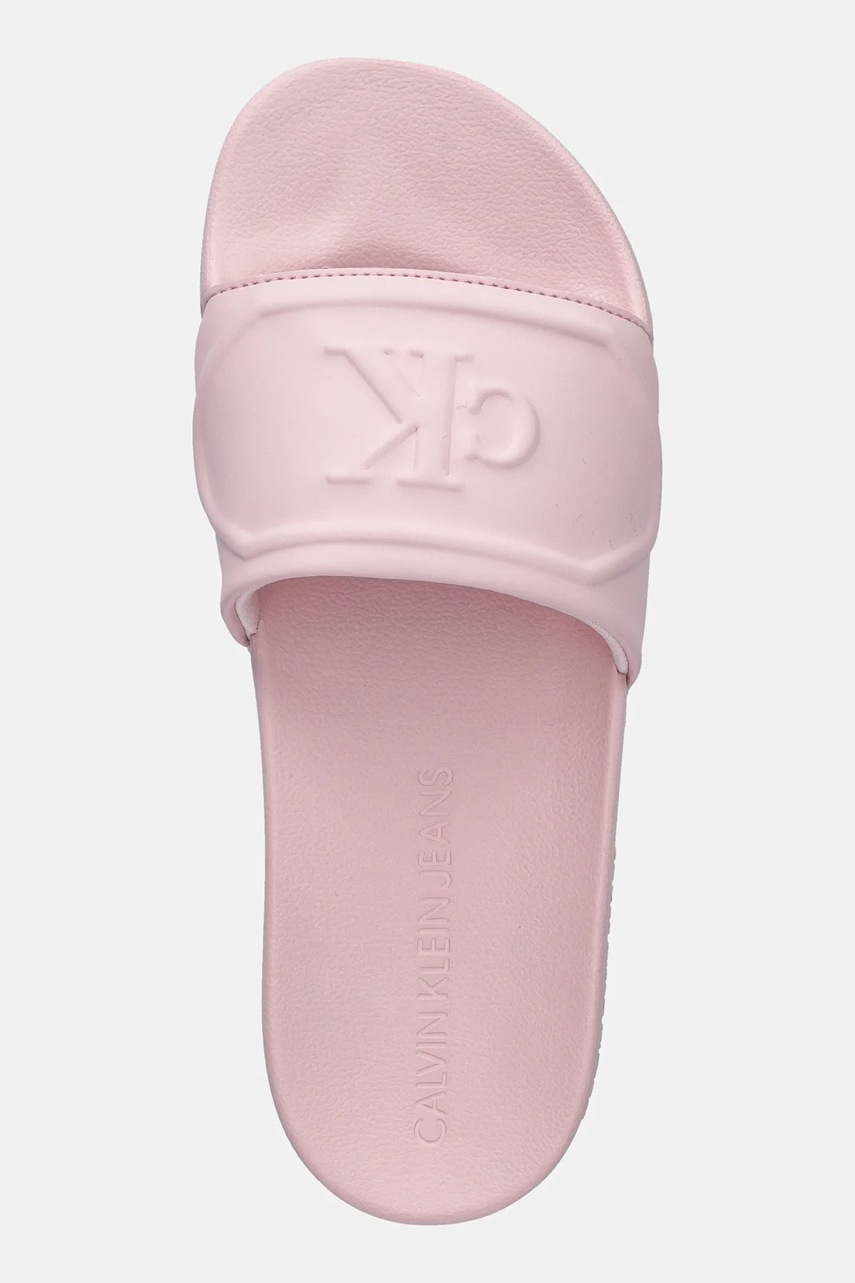 Παντόφλες Calvin Klein Jeans SLIDE PU HF MG χρώμα: ροζ, YW0YW01879 φωτογραφία