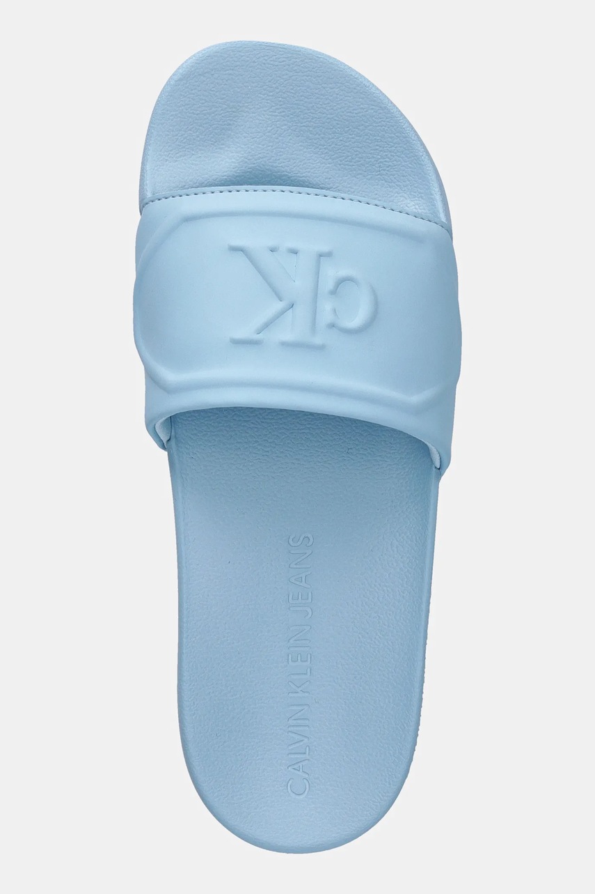 Παντόφλες Calvin Klein Jeans SLIDE PU HF MG χρώμα: μπλε, YW0YW01879 φωτογραφία