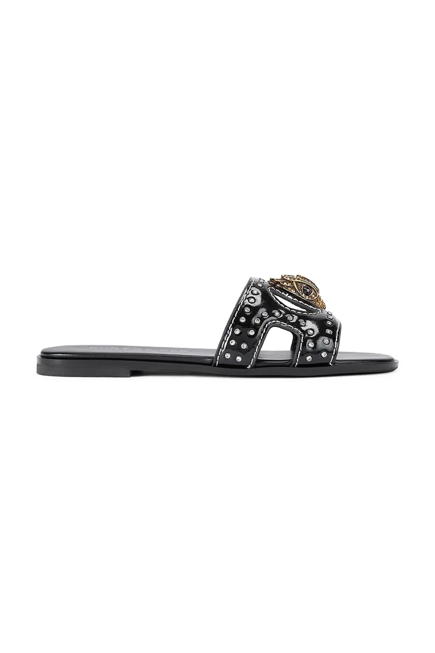 Kurt Geiger London slapi de piele Eagle Stud Cut Out Flat culoarea negru, 4734400309