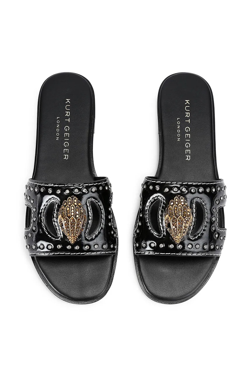 Кожаные шлепанцы Kurt Geiger London Eagle Stud Cut Out Flat цвет чёрный 4734400309