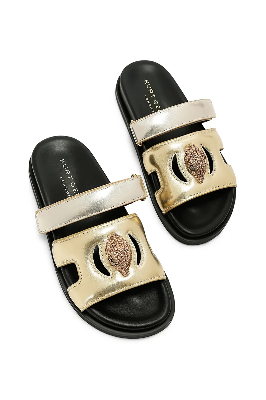 Кожаные шлепанцы Kurt Geiger London Eagle Cut Out Sandal цвет золотой на платформе 4732666109