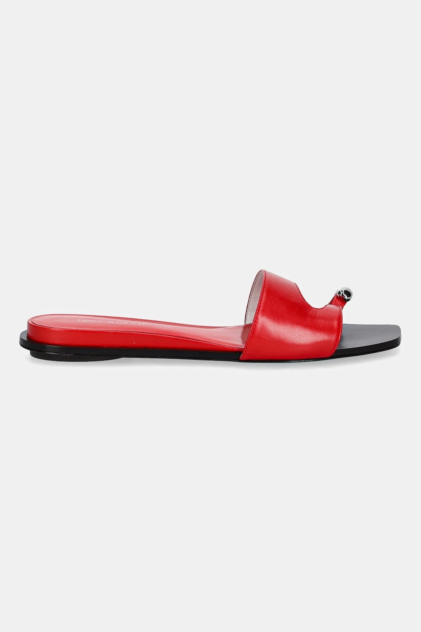 Кожаные шлепанцы Tory Burch Pierced Slide цвет красный 169782-600 Кожаные шлепанцы Tory Burch Pierced Slide цвет красный 169782-600