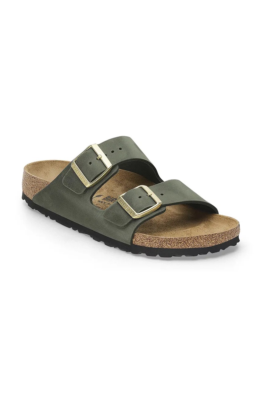 Кожаные шлепанцы Birkenstock Arizona цвет зелёный 1027948
