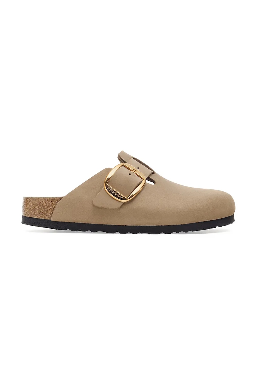 Birkenstock papuci de piele Boston Big Buckle culoarea bej, 1030393