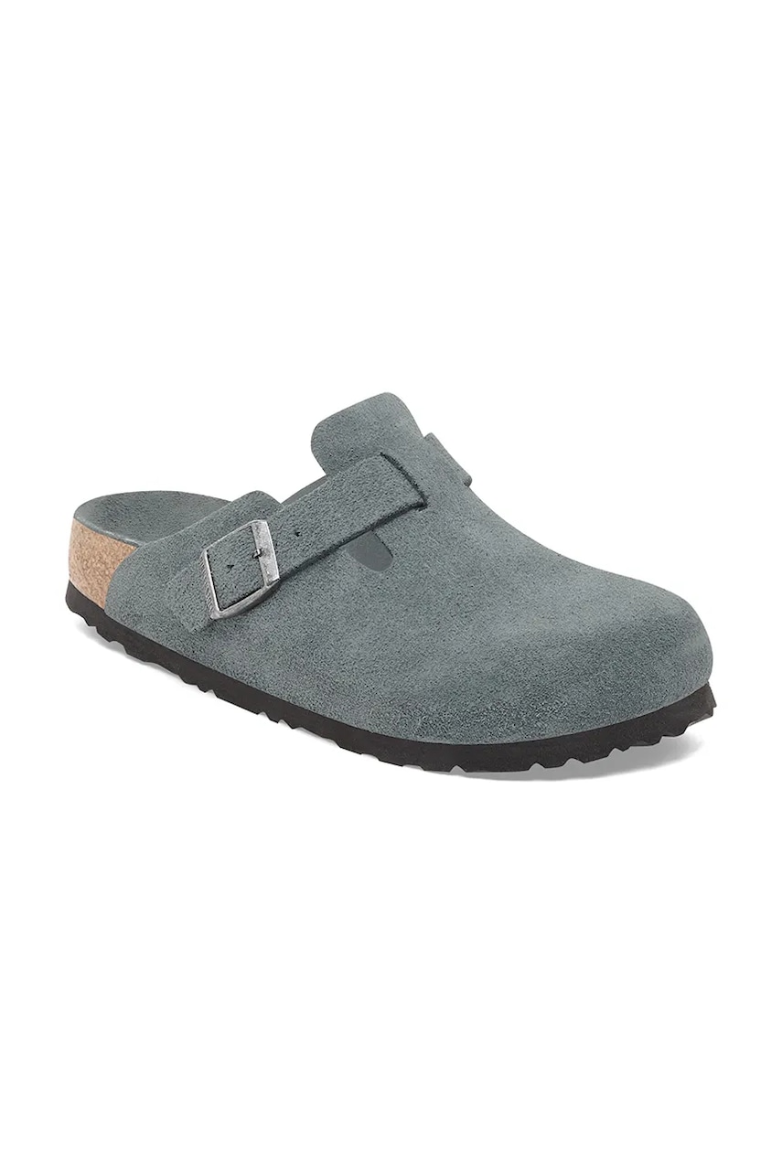 Замшевые шлепанцы Birkenstock Boston цвет серый 1030874 Замшевые шлепанцы Birkenstock Boston цвет серый 1030874