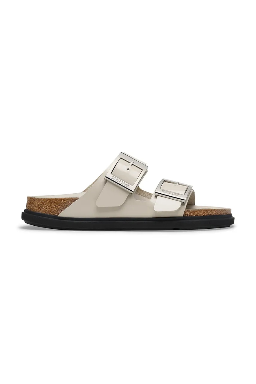 Birkenstock slapi de piele Arizona Droplet Buckle culoarea bej, 1030326