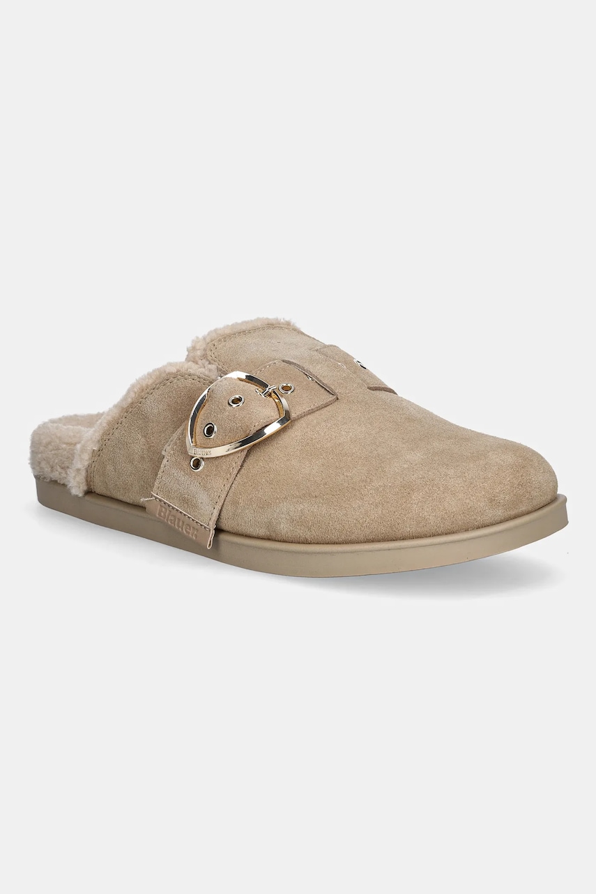 Blauer papuci din piele întoarsă GLADE culoarea bej, F5GLADE04/SUF