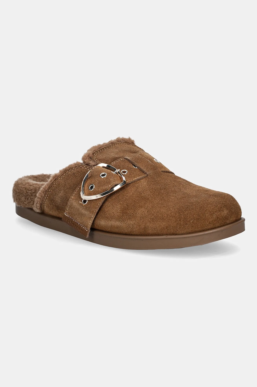 Blauer papuci din piele întoarsă GLADE culoarea maro, F5GLADE04/SUF