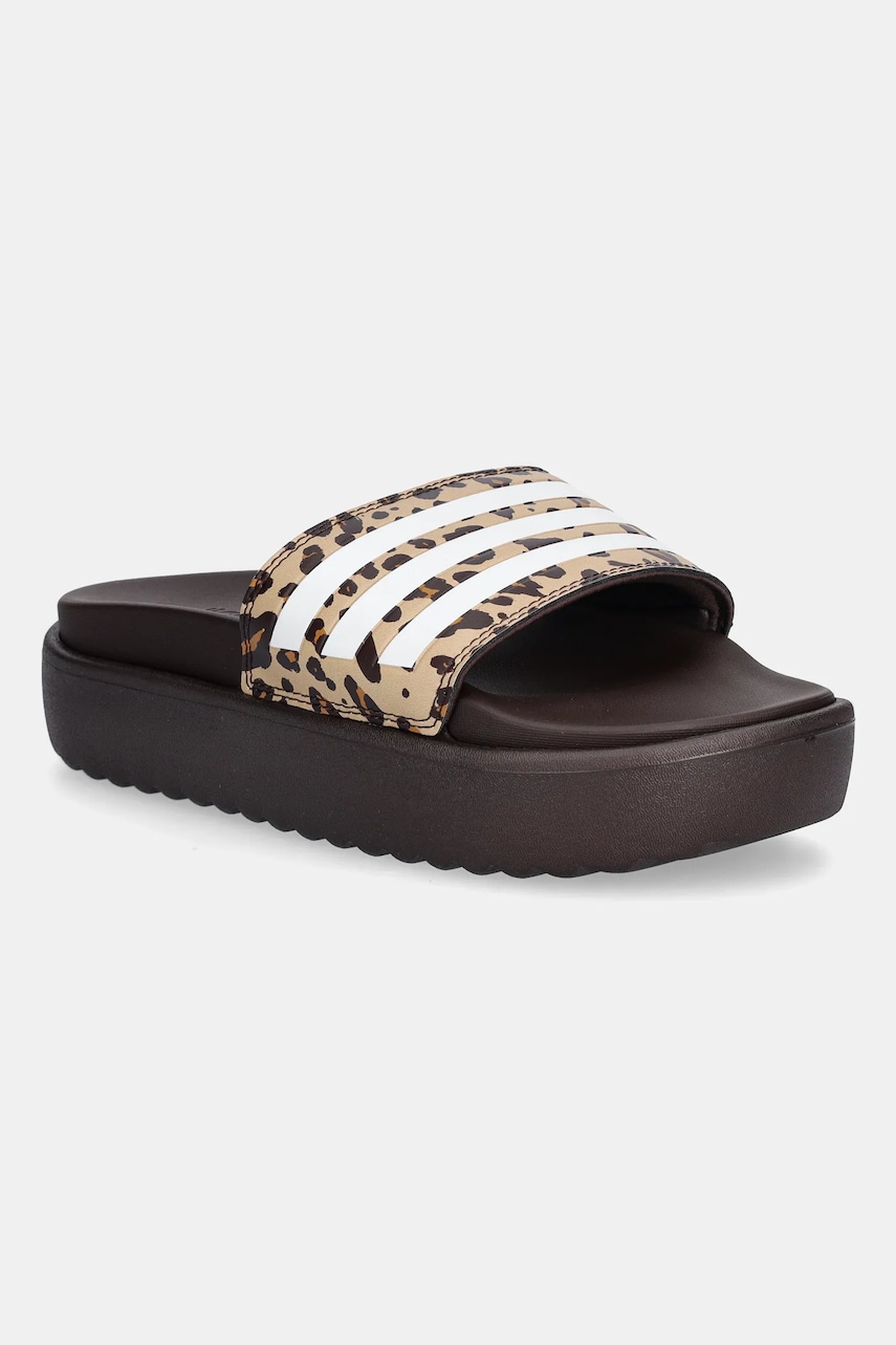 adidas papuci Adilette Platform culoarea maro, cu platforma, JR9234