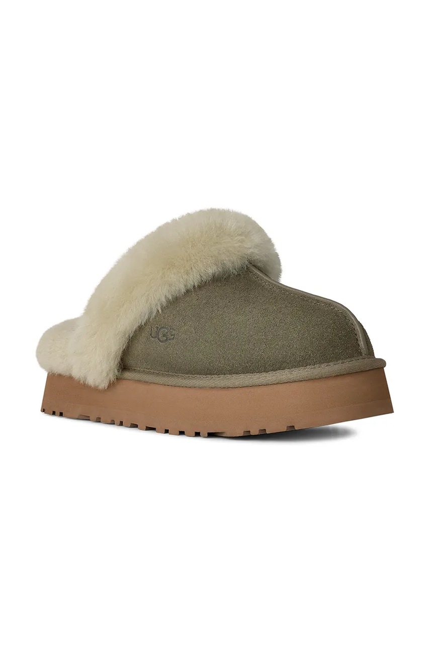 Замшевые тапочки UGG Disquette цвет зелёный 1122550.MRNM