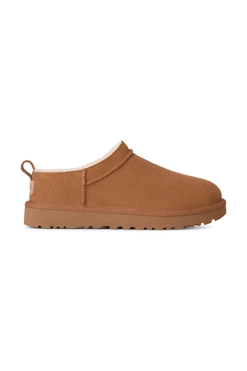 UGG papuci din piele întoarsă Classic Micro culoarea maro, 1173891.CHE