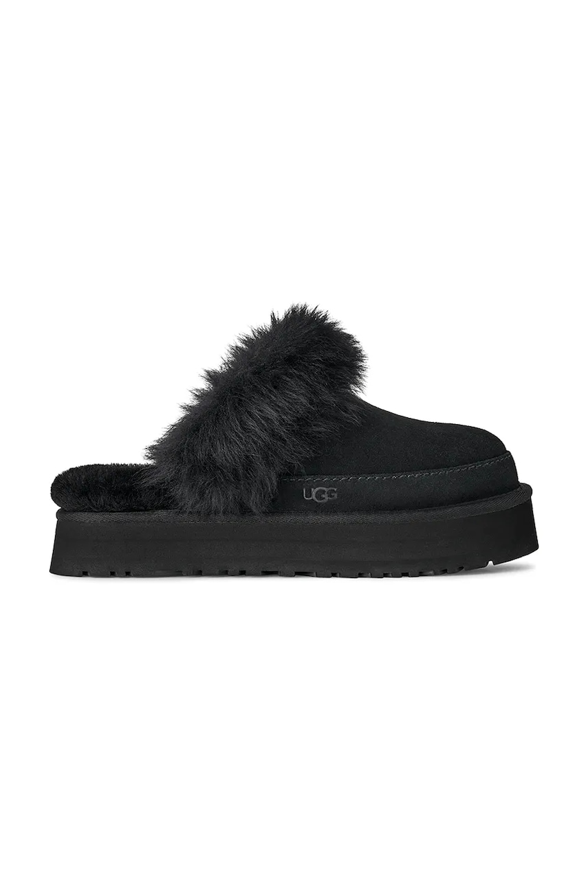 Levně Semišové papuče UGG Disquette Chalet černá barva, 1173930.BLK