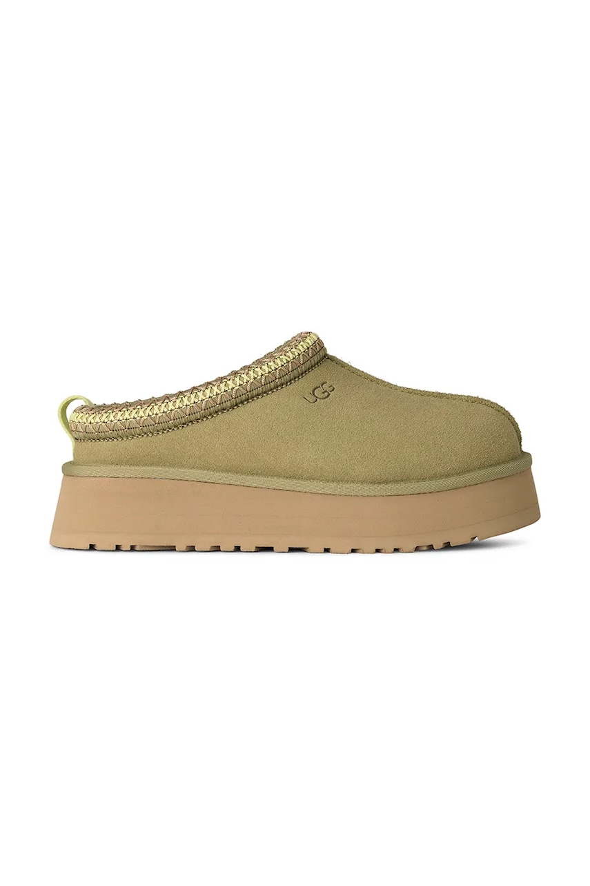 UGG papuci din piele întoarsă Tazz II culoarea verde, 1174471.MBRS