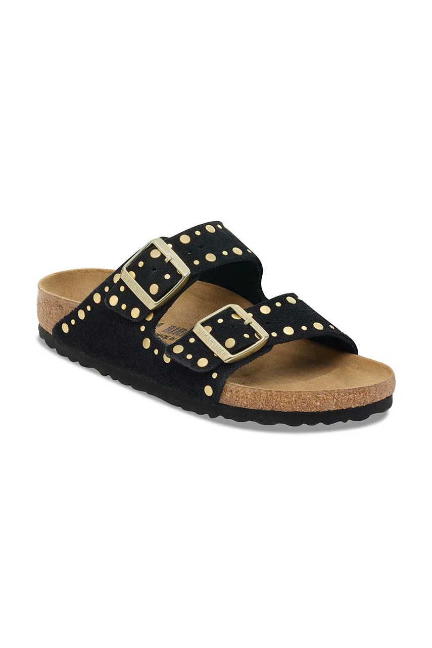 Замшевые шлепанцы Birkenstock Arizona Rivet цвет чёрный 1030348 Замшевые шлепанцы Birkenstock Arizona Rivet цвет чёрный 1030348