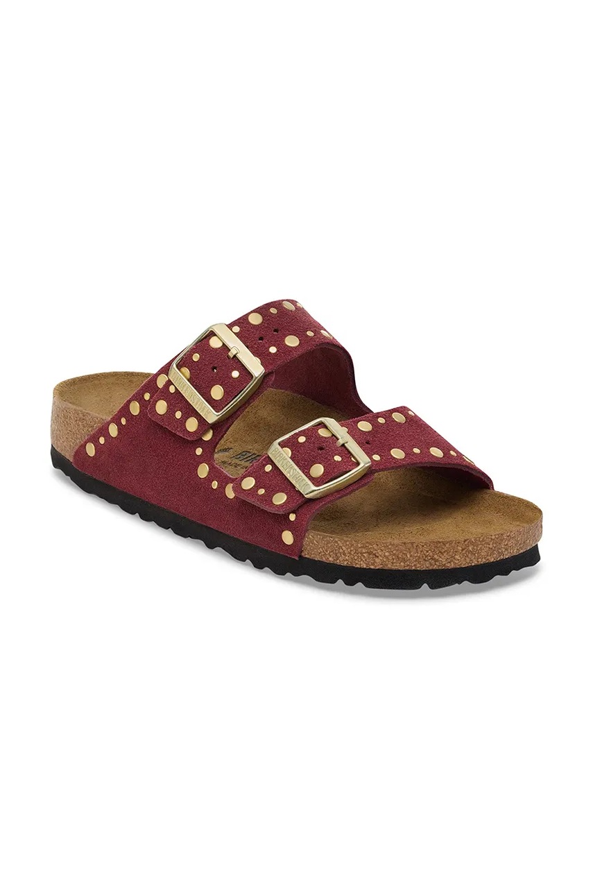 Замшевые шлепанцы Birkenstock Arizona Rivet цвет красный 1030463 Замшевые шлепанцы Birkenstock Arizona Rivet цвет красный 1030463