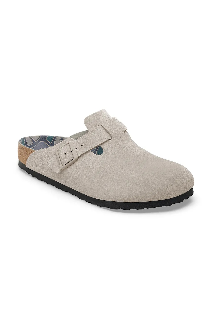 Замшевые шлепанцы Birkenstock Boston Varsity цвет серый 1030615 Замшевые шлепанцы Birkenstock Boston Varsity цвет серый 1030615