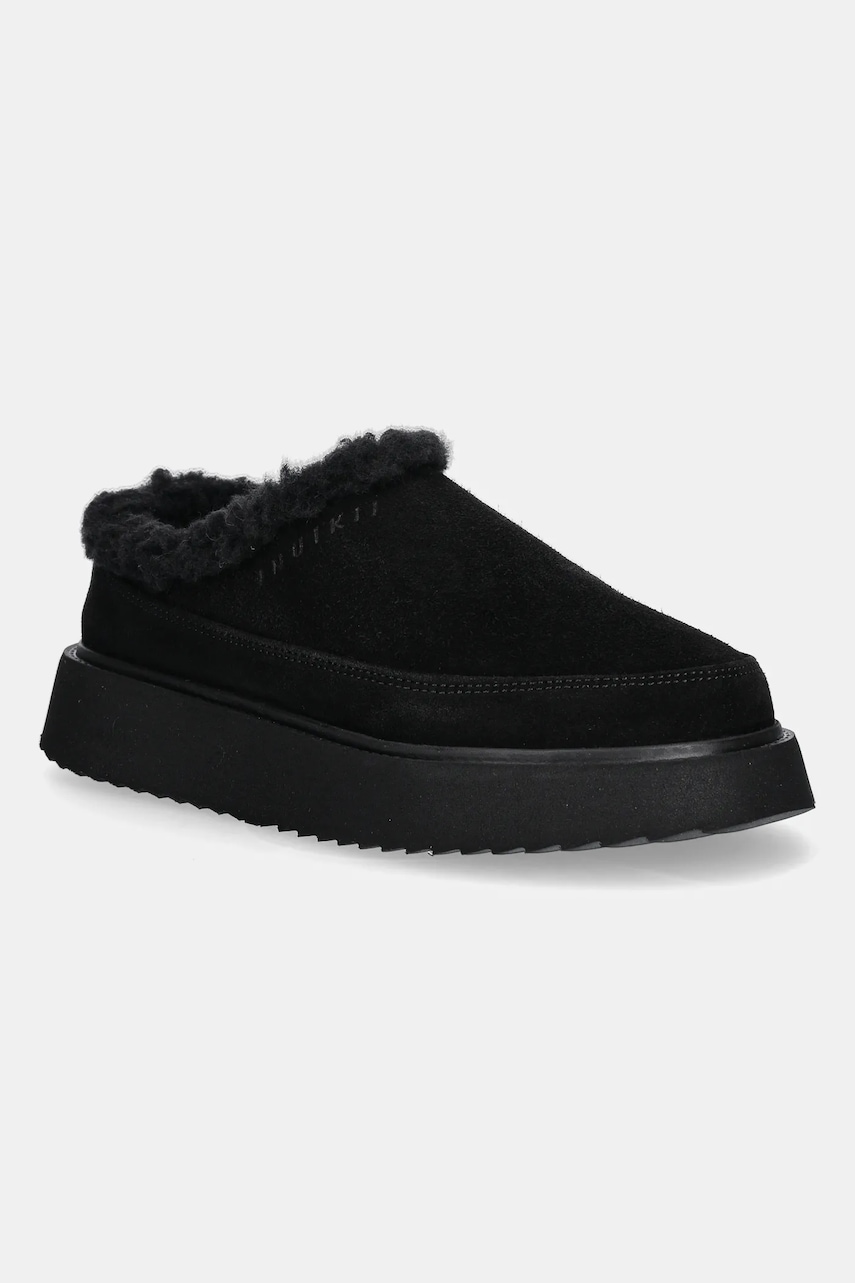 Inuikii papuci din piele întoarsă Classic Micro culoarea negru, 1014.026.0021.000