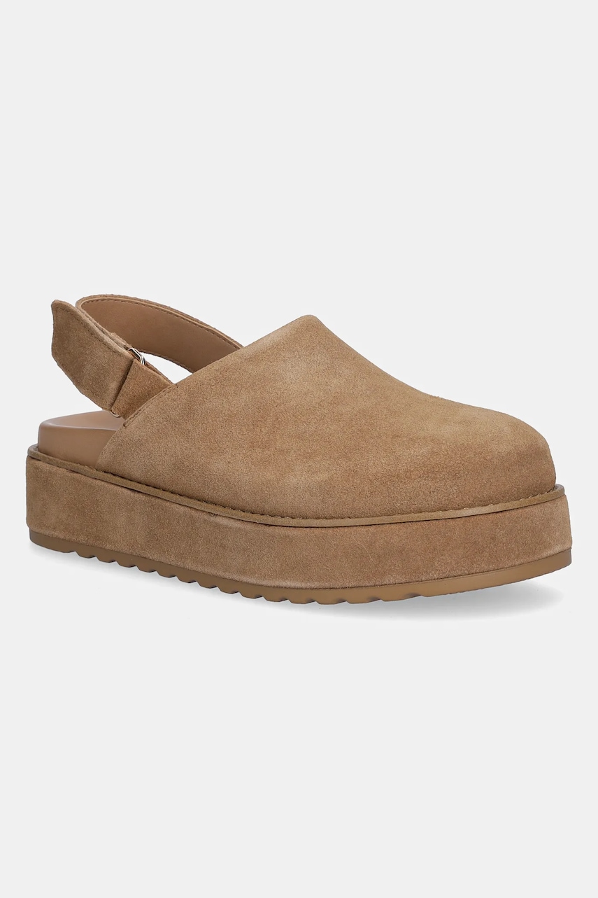 Steve Madden papuci din piele Mellow culoarea maro, cu platformă, 11004849