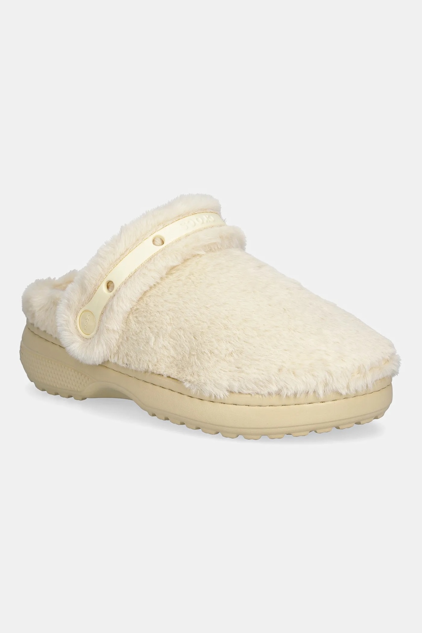 Crocs papuci de casă Classic Unfurgettable Clog culoarea bej, 211116
