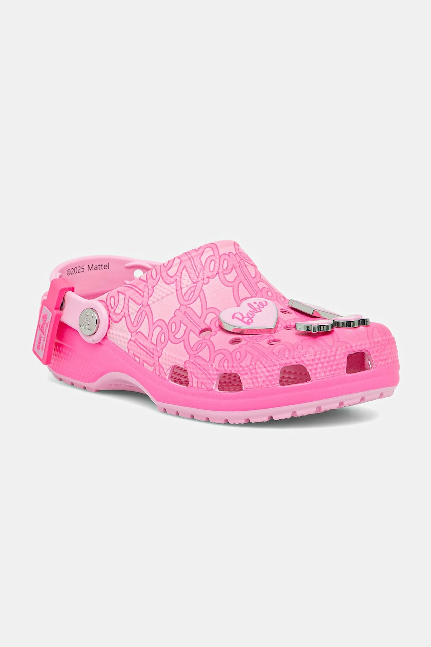 Crocs papuci Classic Mattel Pink Barbie Clog culoarea roz, 211405