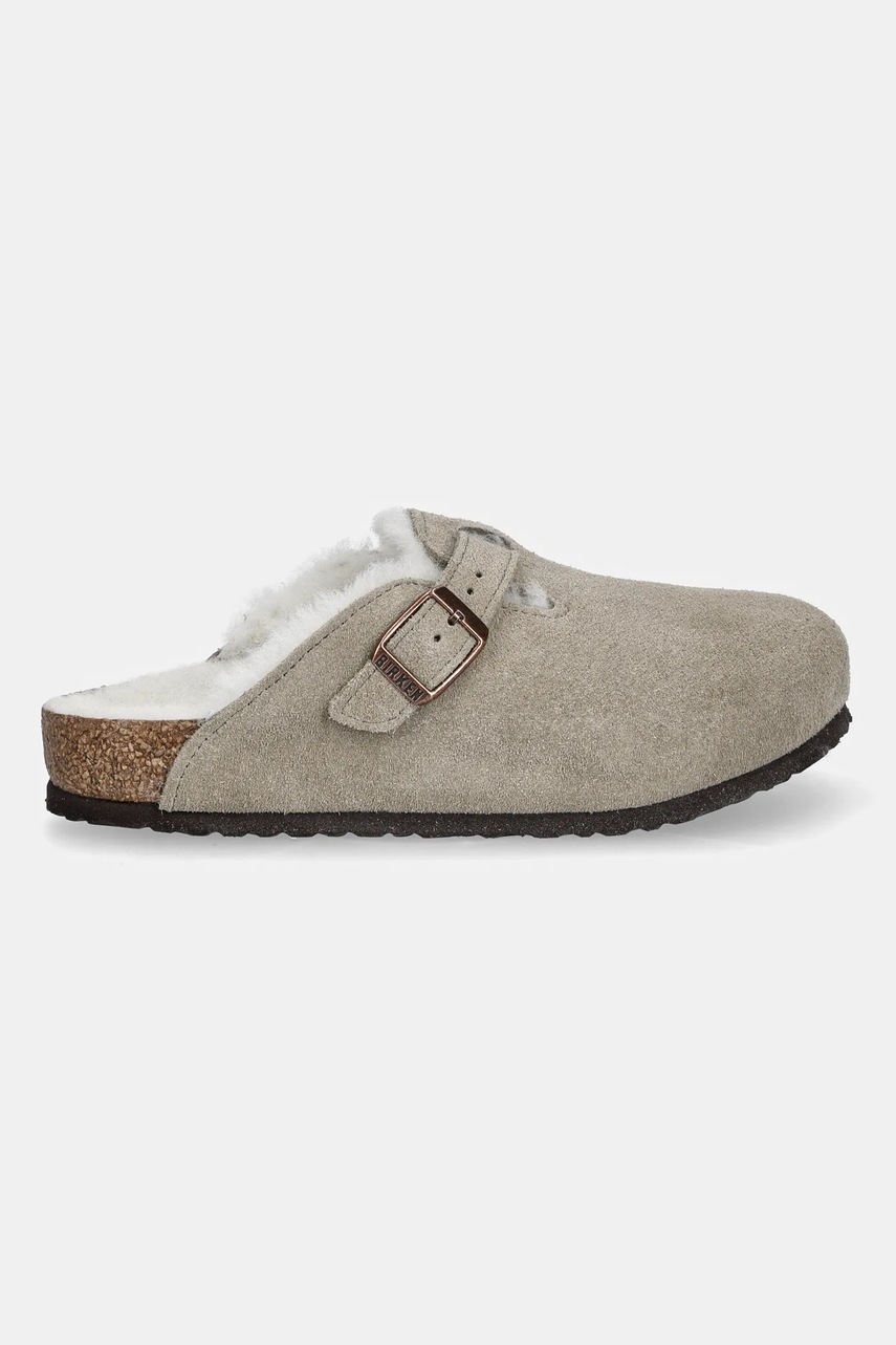 Детские замшевые шлепанцы Birkenstock Boston цвет бежевый 1030480