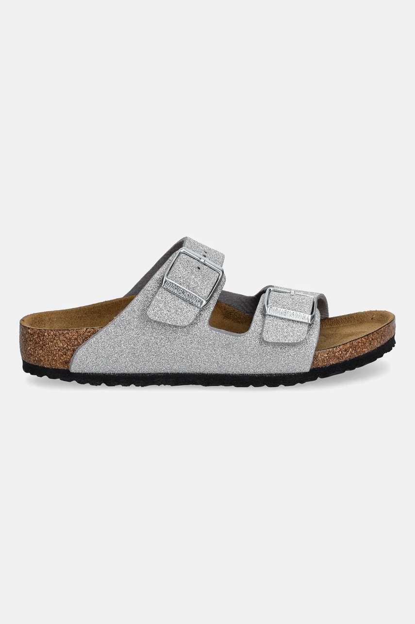 Детские шлепанцы Birkenstock Arizona цвет серебрянный 1030477 Детские шлепанцы Birkenstock Arizona цвет серебрянный 1030477