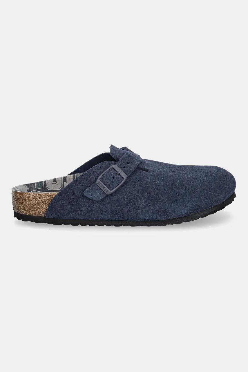 Детские замшевые шлепанцы Birkenstock Boston цвет синий 1030386