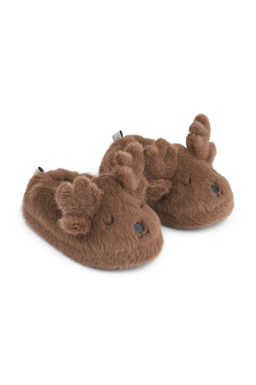 Детские тапки Liewood Aviaja Reindeer Slippers цвет коричневый LW19884 Детские тапки Liewood Aviaja Reindeer Slippers цвет коричневый LW19884