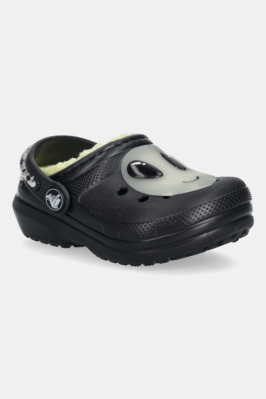 Crocs papuci copii CROCS CLASSIC LINED ALIEN CLOG culoarea negru, 211637