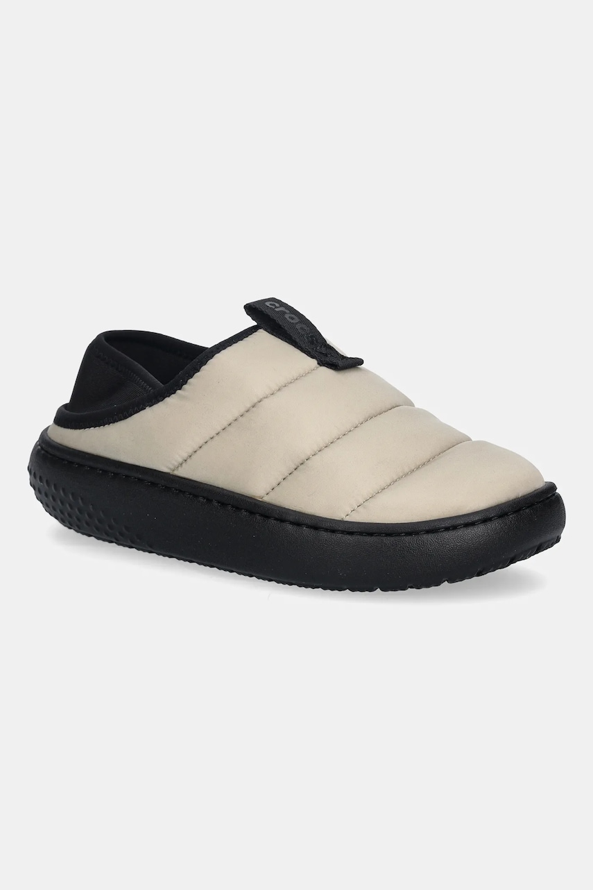 Crocs papuci copii Classic Puff Moc K culoarea bej, 210589