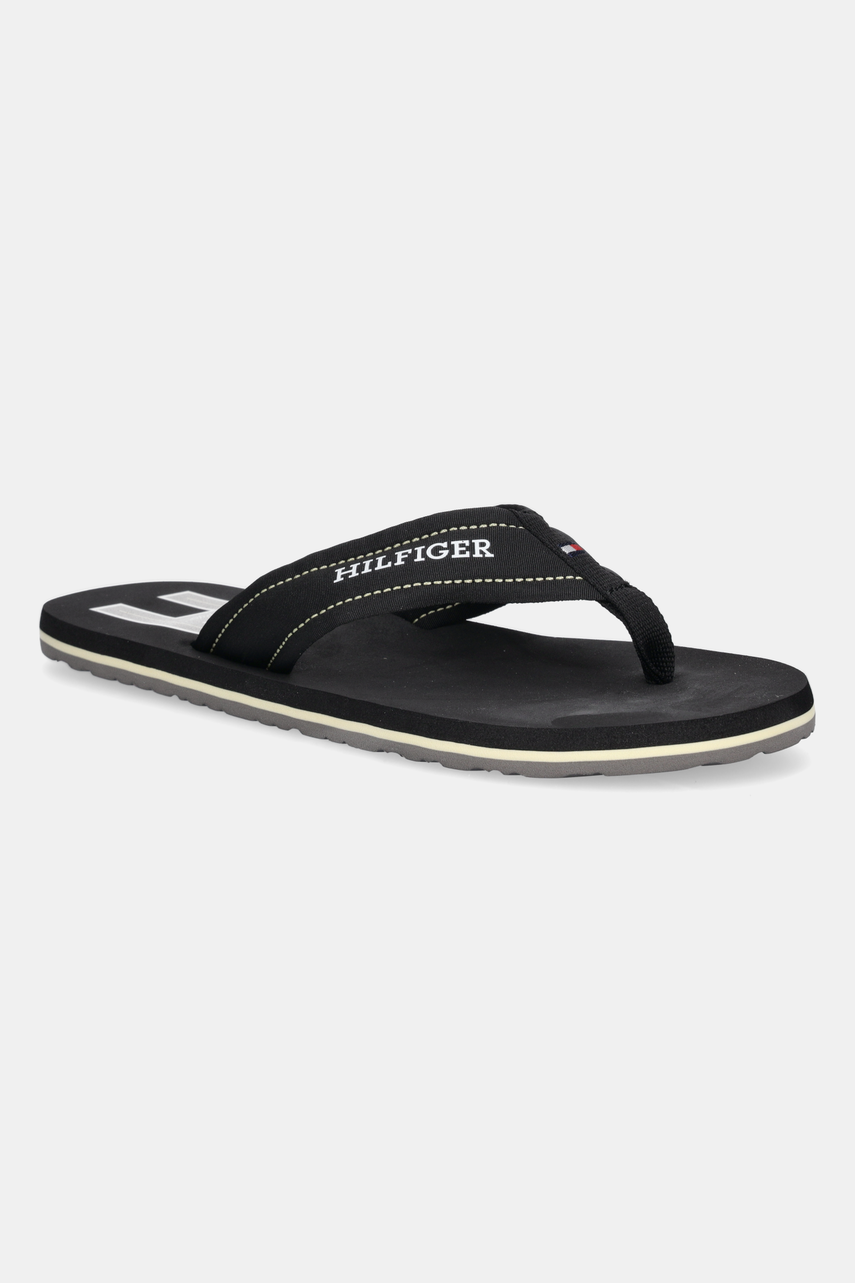 Levně Žabky Tommy Hilfiger TH H PADDED BEACH SANDAL pánské, černá barva, FM0FM05536