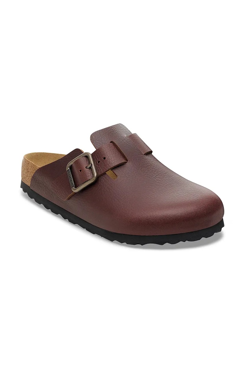 Кожаные шлепанцы Birkenstock Boston Vintage Wood Wire Buckle цвет коричневый 1030703