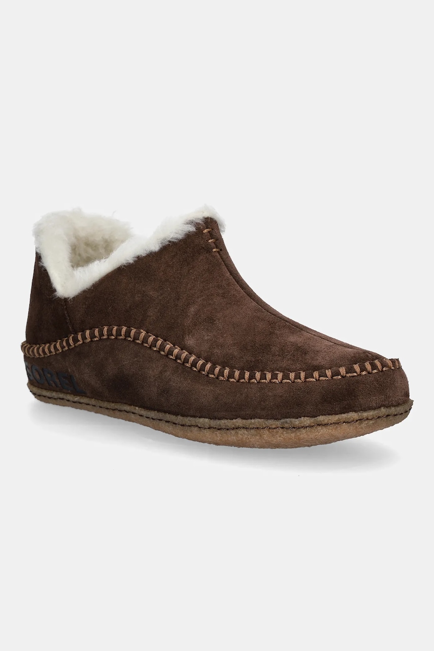 Sorel papuci din piele întoarsă MANAWAN II culoarea maro, 1869751256