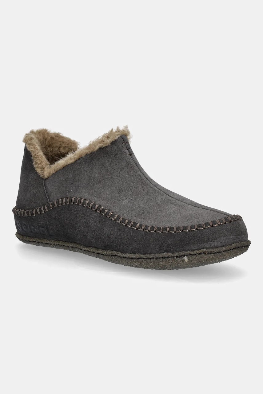 Sorel papuci din piele întoarsă MANAWAN II culoarea gri, 1869751225