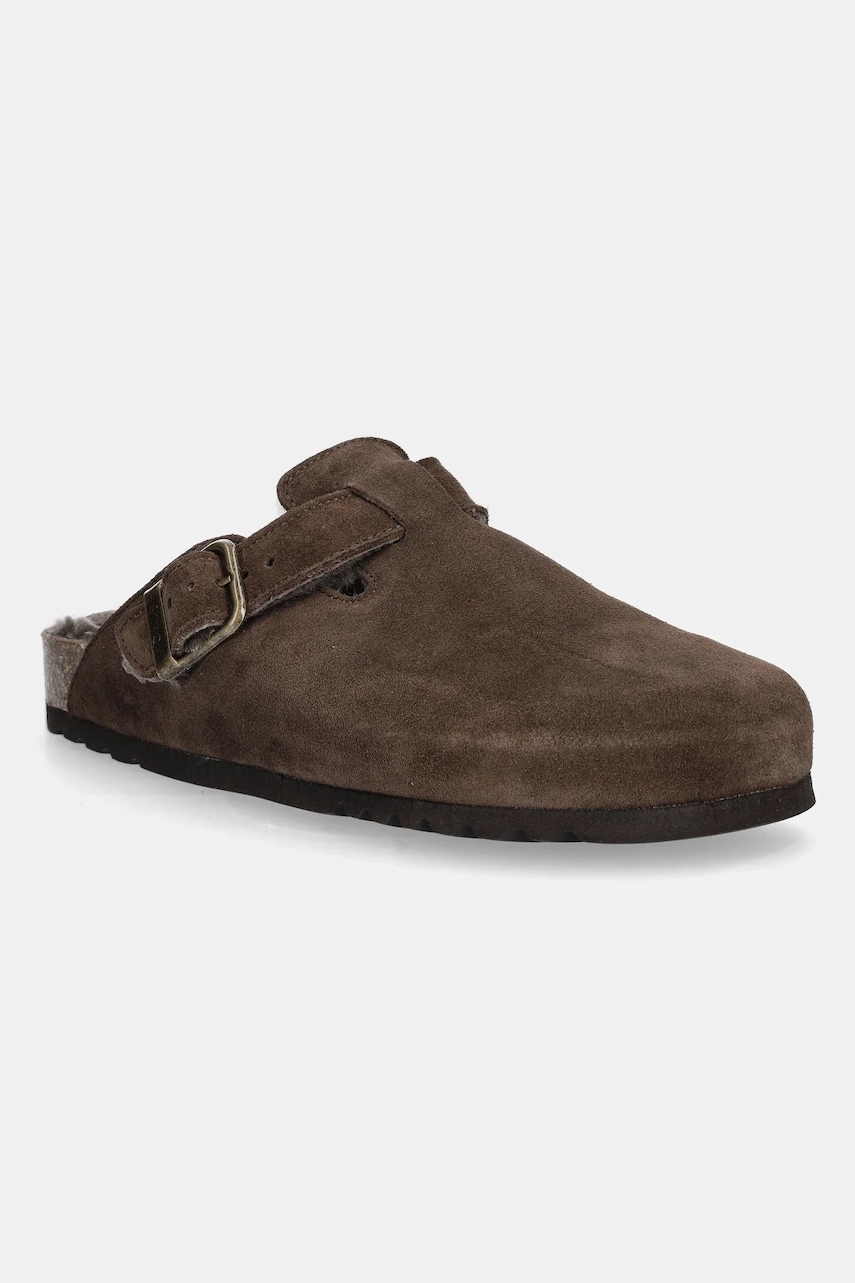 Levně Semišové pantofle Scholl OLIVIER pánské, hnědá barva, F325751019