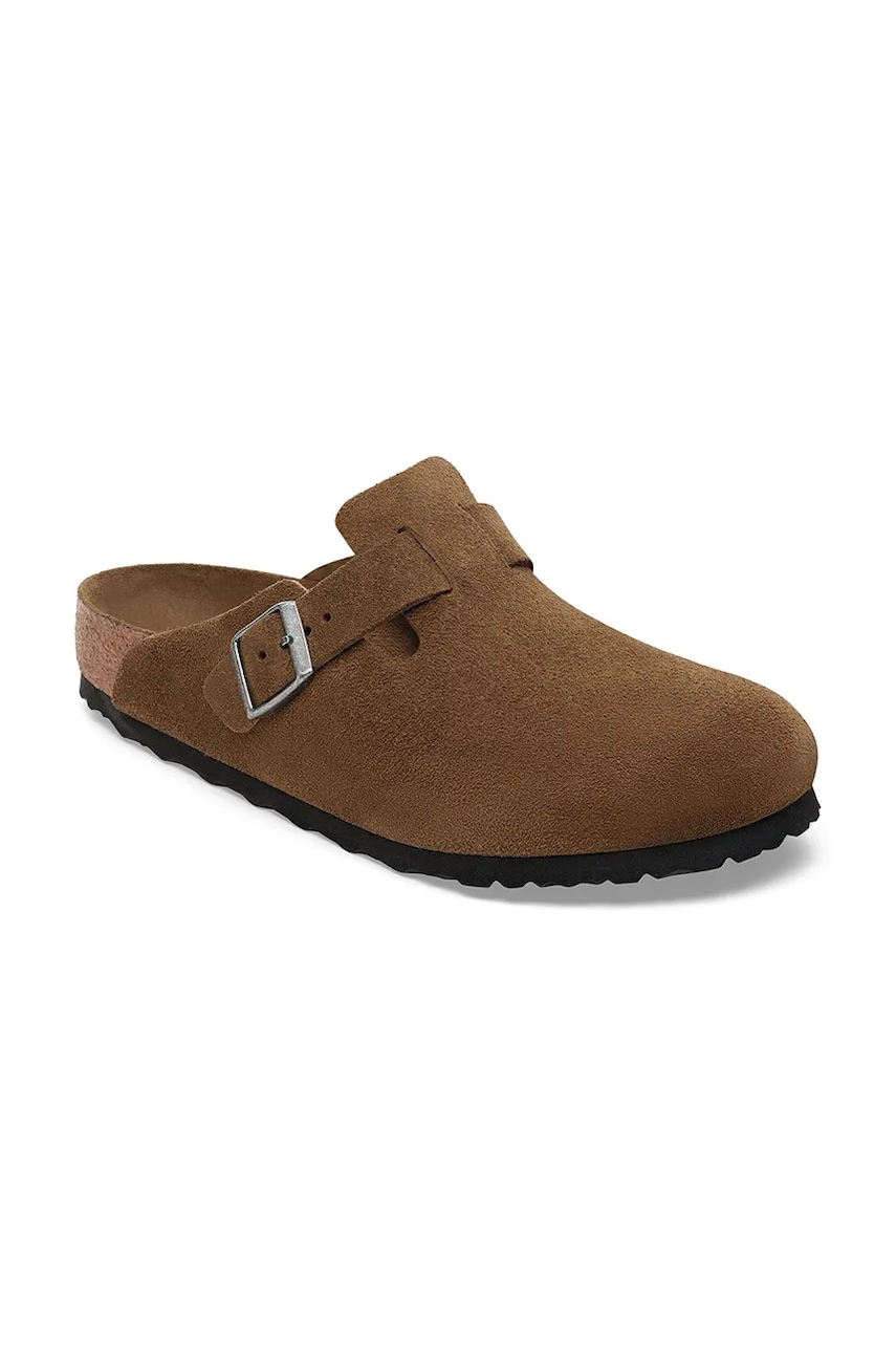 Замшевые шлепанцы Birkenstock Boston цвет коричневый 1030814 Замшевые шлепанцы Birkenstock Boston цвет коричневый 1030814