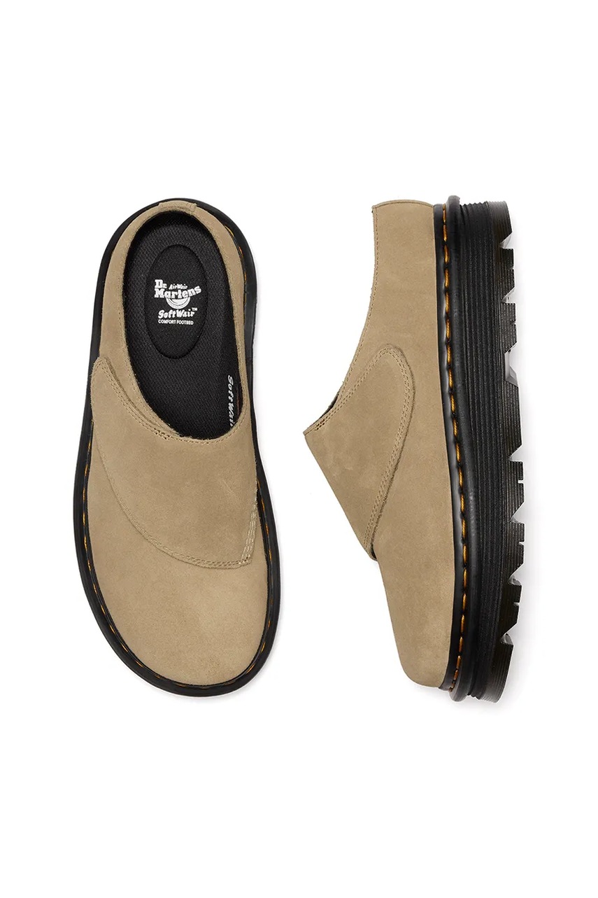 Παντόφλες σουέτ Dr. Martens ZebZag AnyWair Mule χρώμα: μπεζ, DM41730200 φωτογραφία