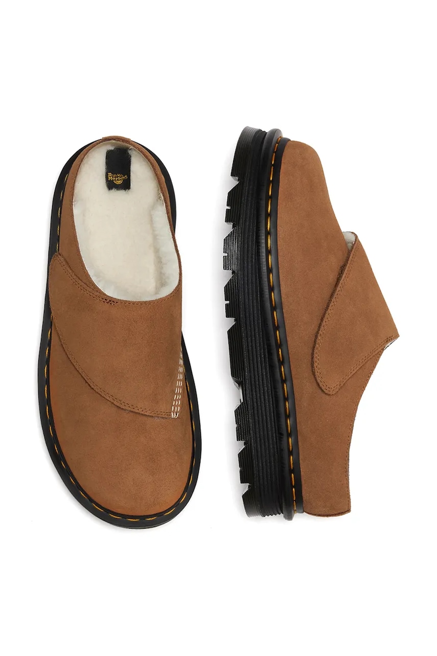 Kožené šľapky Dr. Martens ZebZag AnyWair Warm Lined Mule