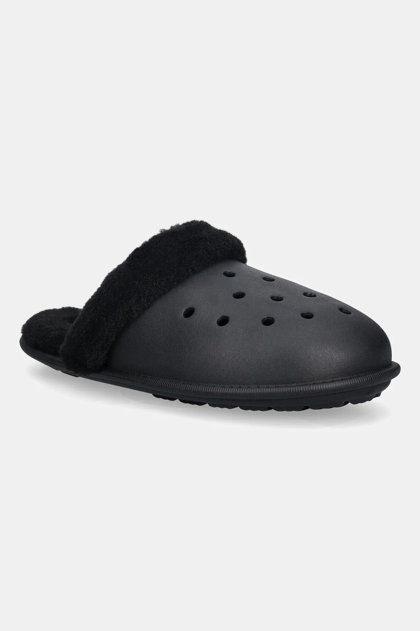 Crocs papuci Classic Fuzz Scuff culoarea negru 212143