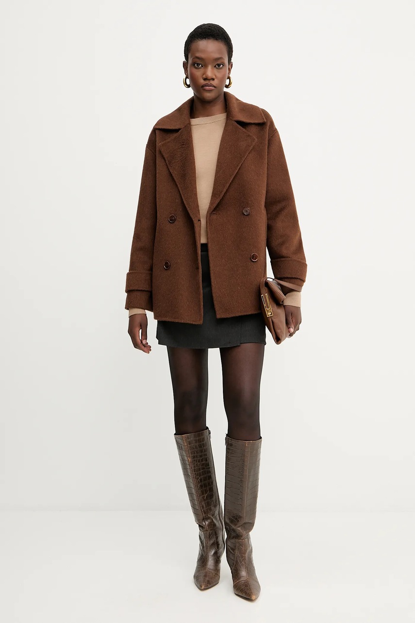 Шерстяное пальто Patrizia Pepe цвет коричневый  8O0183 A610