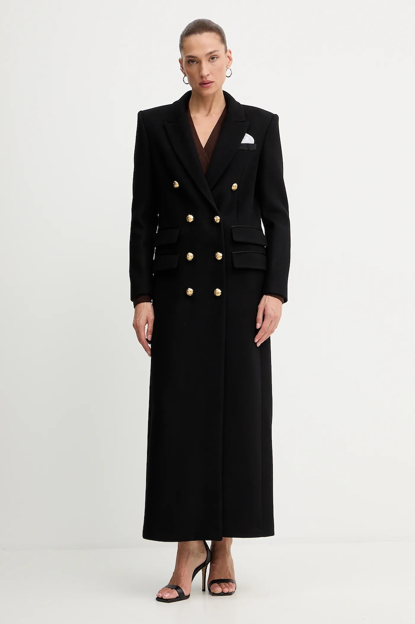 Elisabetta Franchi haină cu lână culoarea negru, CP00256E2