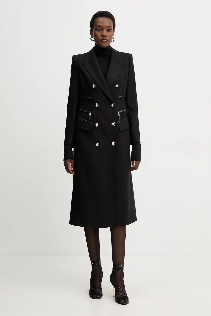 Levně Kabát Elisabetta Franchi černá barva, CP01056E2